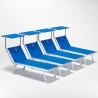 4er Set professionelle Strandliegen aus Aluminium mit Dach Santorini 