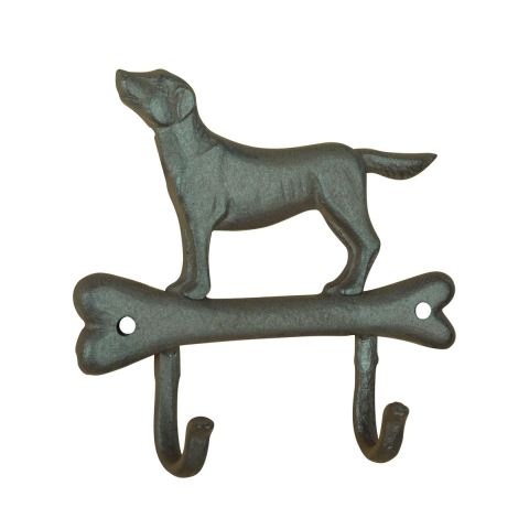 Wandhaken in Knochenform mit Hund und 2 Haken Aktion