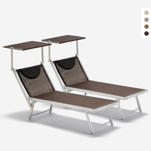 2er Set Liegestühle Strandliegen Sonnenliegen aus Aluminium für den Strand Santorini Limited Edition Aktion