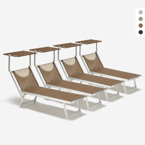 4er Set Liegestühle Strandliegen Sonnenliegen aus Aluminium Santorini Limited Edition Aktion