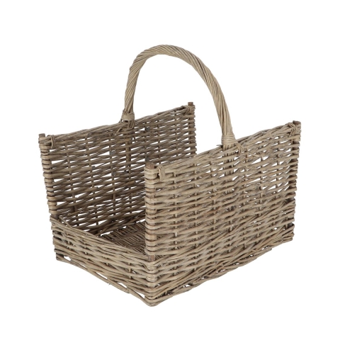 Kaminholzkorb aus Rattan mit Griff 45,8x36x51,5cm Aktion