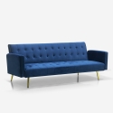 Modernes clic clac 3-Sitzer Samt Schlafsofa Caullae goldene Beine Sales