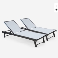 Bestand 2 moderne verstellbare Gartenliegen mit Rädern Rimini Aktion
