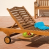 Teak-Gartenliege mit Rädern und ausziehbarem Tisch Carloforte Modell