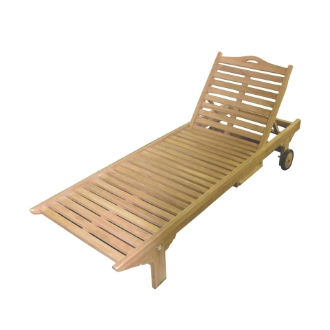Teak-Gartenliege mit Rädern und ausziehbarem Tisch Carloforte Aktion