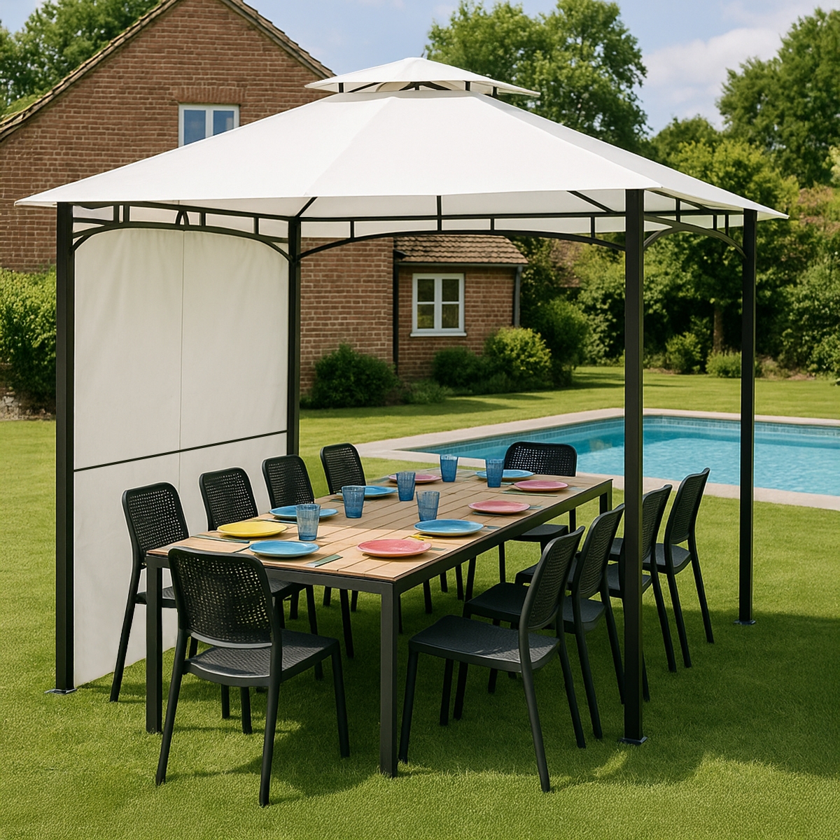 Gazebo 3,3x3,3 Meter Garten Bar Veranda Markt Pagode Antigua Aktion Gazebo 3,3x3,3 Meter Garten Bar Veranda Markt Pagode Antigua Aktion