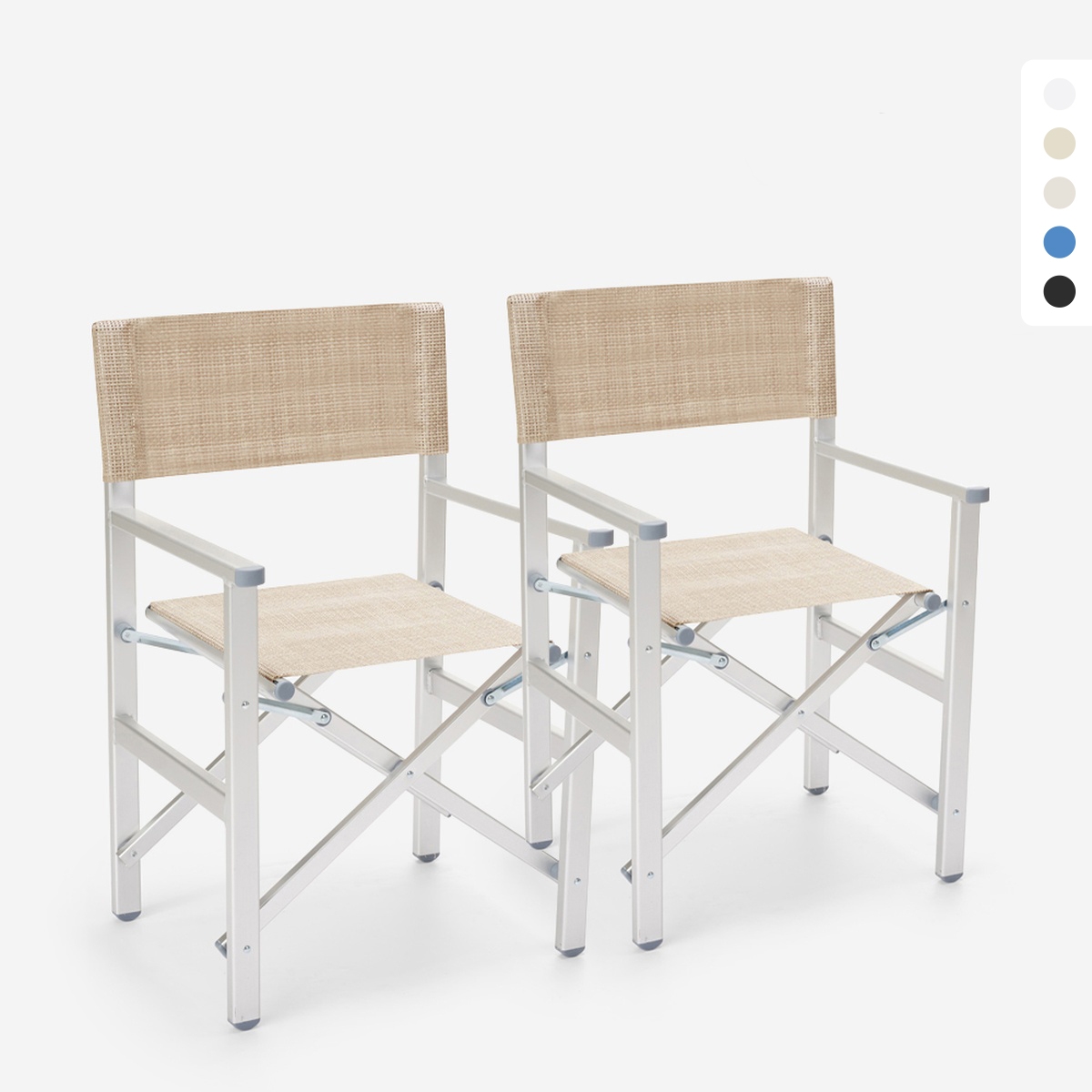2er Set klappbare Strandstühle Klappstühle aus Aluminium Regista Gold