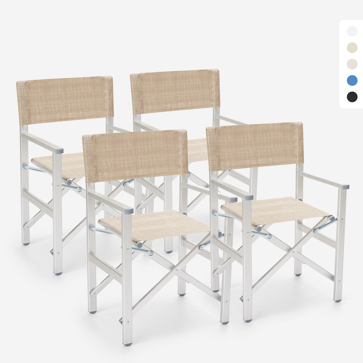 4er Set Klappbare Strandstühle Klappstühle Aluminium Regista Gold