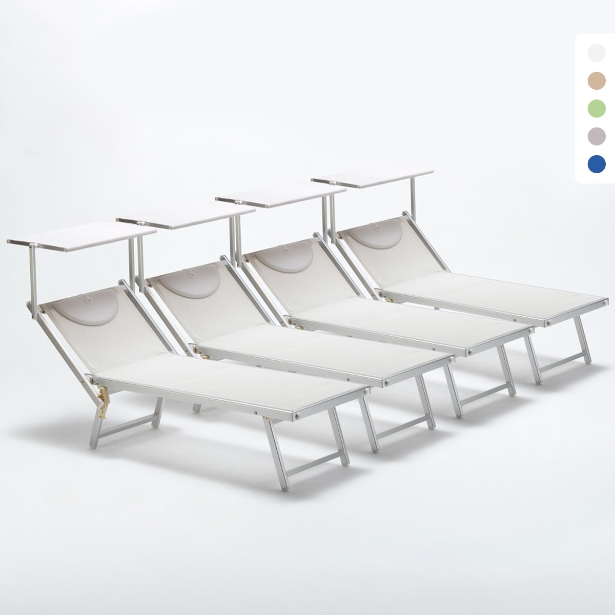 4er Set Sonnenliegen Luxus Italienischen Strandliegen mit Dach Italia Auswahl