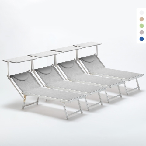 4er Set Sonnenliegen Luxus Italienischen Strandliegen mit Dach Italia Aktion