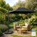 Gartenschirm mit verstellbarem Arm aus Aluminium mit dezentraler Stange 3x3 Vienna Noir Aktion