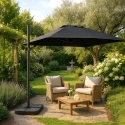 Gartenschirm mit verstellbarem Arm aus Aluminium mit dezentraler Stange 3x3 Vienna Noir Eigenschaften