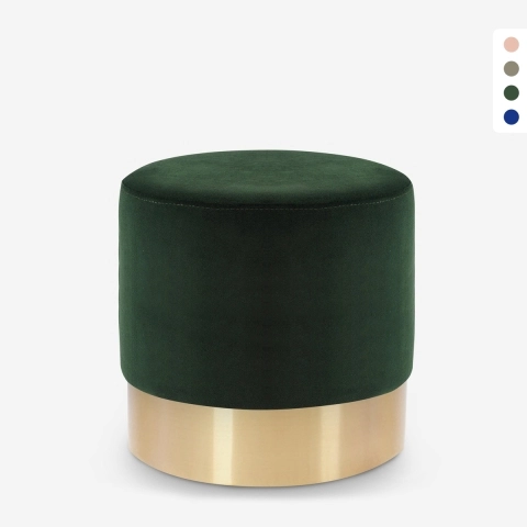 Niedriger runder gepolsterter Samt Hocker Pouf Design Rossetto Aktion