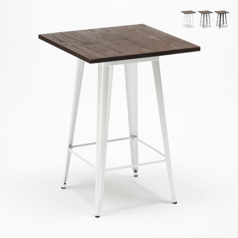 Hoher Tisch für Hocker Stühle Tolix-Stil Industrial Holz Stahl Bar Lokal 60x60 Welded