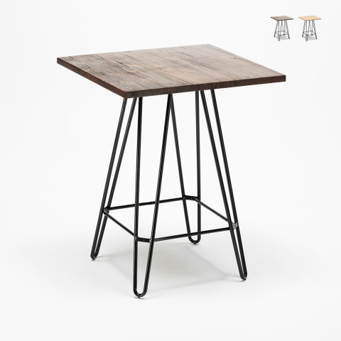 Hoher Tisch Metall Stahlrahmen Holzplatte Industrie-Stil 60x60 Bars Esszimmer Bolt