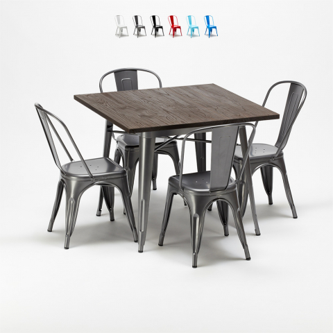 quadratische tisch und stühle in metalldesign Lix industrial jamaica Aktion