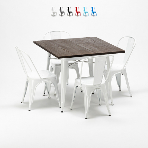 viereckiger tisch und stühle aus metall holz industrieller stil midtown Aktion
