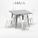 quadratischer tisch und industrielle metallstühle im-stil flushing Lagerbestand