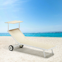 20 Sonnenliegen Strandliege aus Aluminium mit Rollen für Garten Swimmingpool Alabama Modell