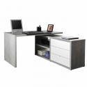 Schreibtisch Arbeitstisch Bürotisch Winkelkombination mit Schubladen Weiß Zementfarbe 140x150cm Schema Angebot