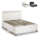 Komplett Groß Einzelbett Lattenrost Led-Kopfende Schubladen 120x190 cm Geneva Angebot