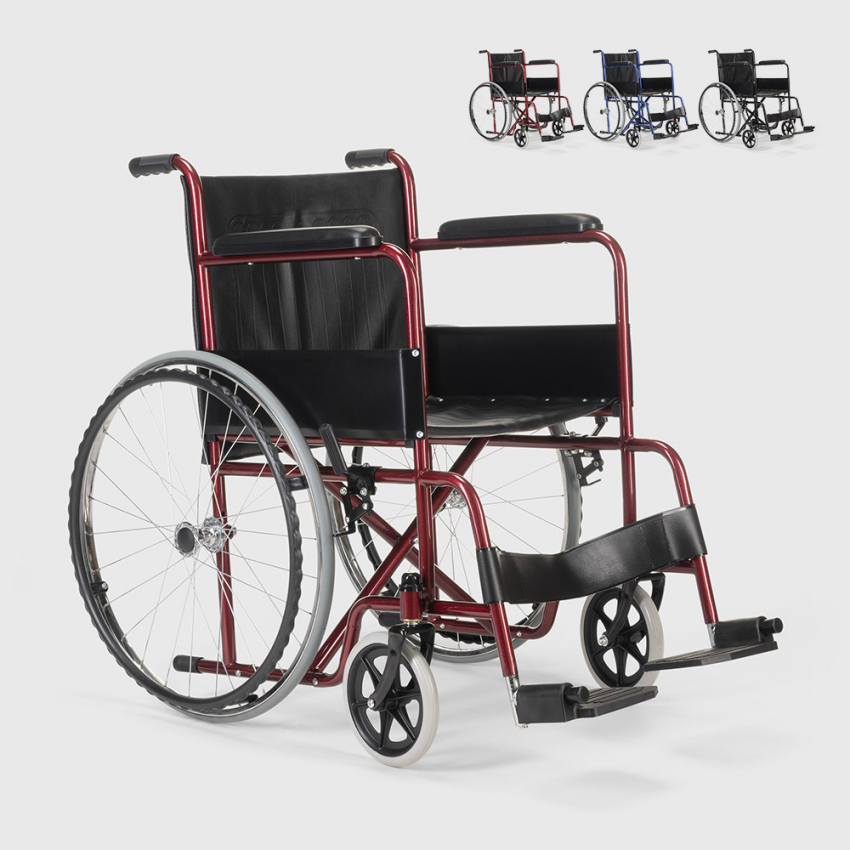 Violet Faltbarer Rollstuhl aus Stahl 15 kg für behinderte und ältere Menschen Angebot Violet Faltbarer Rollstuhl aus Stahl 15 kg für behinderte und ältere Menschen Angebot