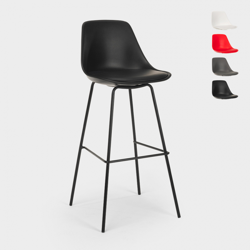 Willis Hoher Hocker aus Metall für Küche, Bar mit Kissen modernes Design Sales Willis Hoher Hocker aus Metall für Küche, Bar mit Kissen modernes Design Sales