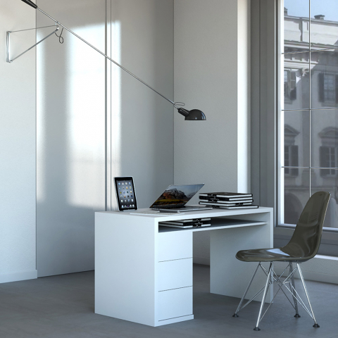 Weißer Schreibtisch Modernes Design mit 3 Schubladen 110x60cm Franklyn