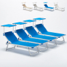 4er Set Nettuno Aluminium Sonnenliegen mit verstellbarem Sonnendach Lagerbestand