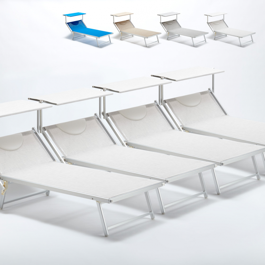 4 Sonnenliegen aus Aluminium Professionell für Strand und Meer Grande Italia Xl 4 Sonnenliegen aus Aluminium Professionell für Strand und Meer Grande Italia Xl