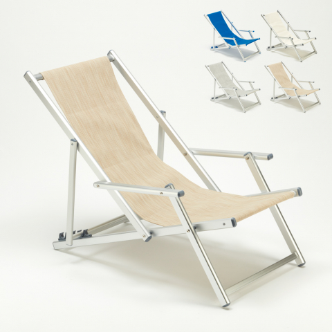 Strandstuhl Sonnenliege mit Armlehne Aluminium Pool Riccione Lux