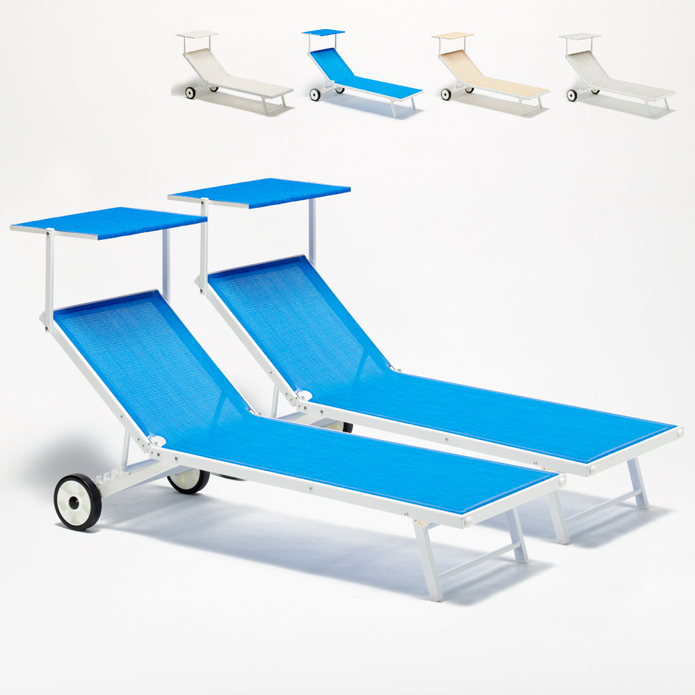 Alabama 2 Sonnenliegen Strandliegen aus Aluminium mit Rollen für Garten