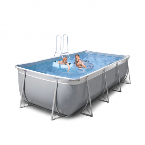 New Plast rechteckiger oberirdischer Pool 395x265 H125 grau-weiß komplett Futura 400