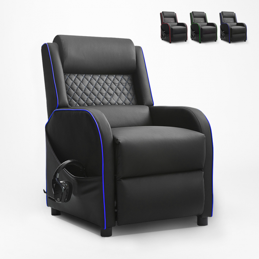 Verstellbarer Gaming Stuhl mit Fußstütze Kunstleder Challenge Verkauf