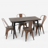 rechteckiges tischset 120 x 60 mit 4 stühlen im industriellen-stil aus stahl und holz ralph Maße