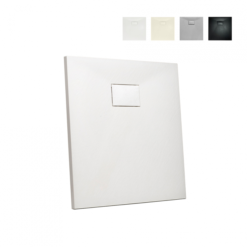 Quadratische Duschwanne 80x80 bodenbündig im modernen Bad aus Harz Stone Lagerbestand