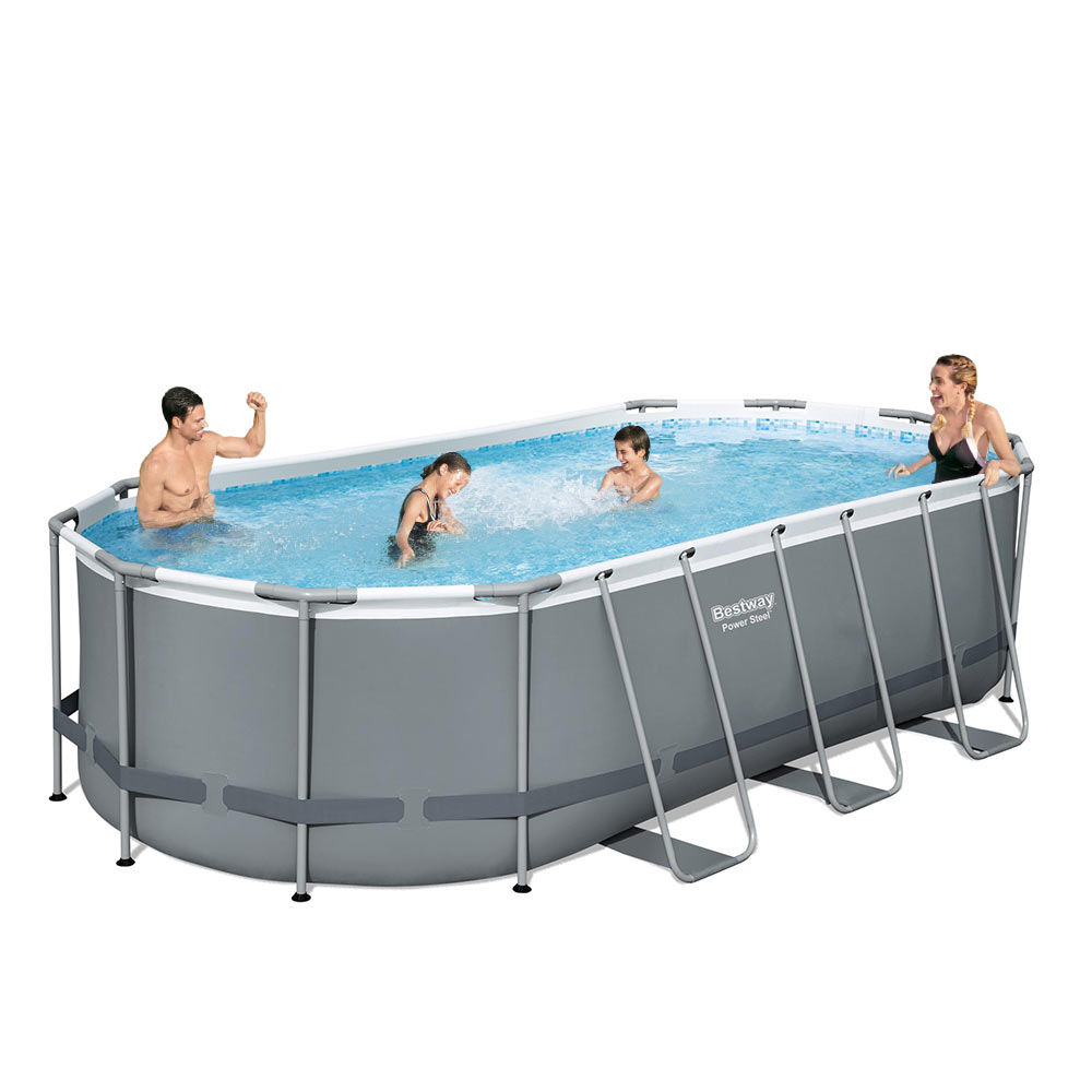 bestway 56719 power steel aufstellpool oval set 610x366x122 cm