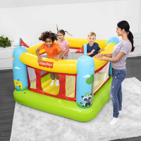 Bestway 93553 Fisher-Price Bouncestatic aufblasbares Kinderspielhaus und Garten Aktion