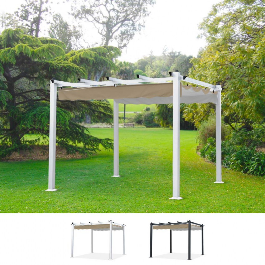 Pavillon 3x3 Meter Quadratisch Aluminium für Garten Hotel Restaurant Firenze UV-Schutz Katalog