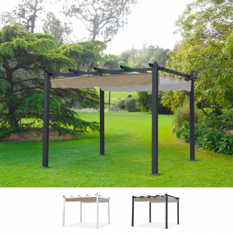 Pavillon 3x3 Meter Quadratisch Aluminium für Garten Hotel Restaurant Firenze UV-Schutz Aktion