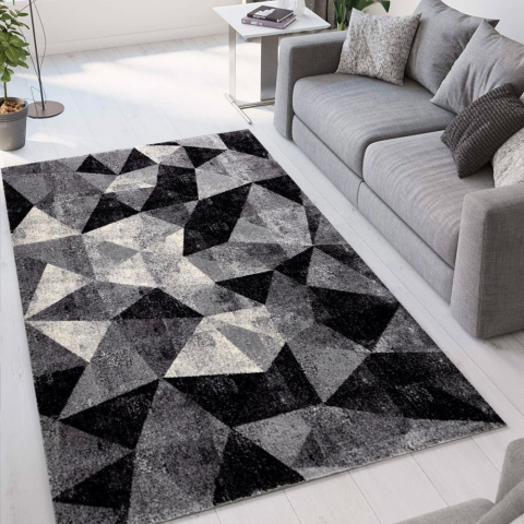 Teppich Grau Schwarz modernes geometrisches Design rechteckig Milano GRI011