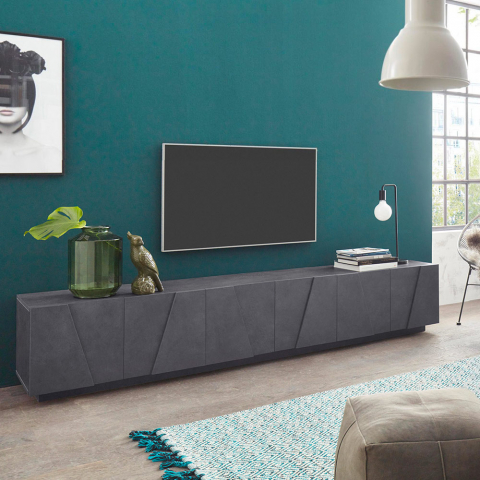 Wohnzimmer-TV-Schrank im modernen Design mit 6 Türen und 3 Fächern Ping Low XL Ardesia