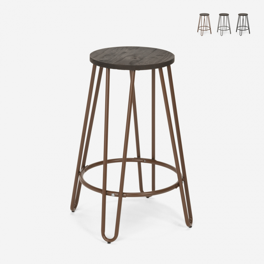 Hoher Hocker Industrielles Design Metall Holz für Bars, Restaurants, Küchen Carbon Top Angebot Hoher Hocker Industrielles Design Metall Holz für Bars, Restaurants, Küchen Carbon Top Angebot
