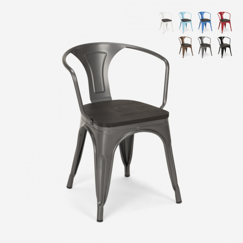stühle stuhl aus metall holz im industriellen Lix stil für bar küchen steel wood arm Aktion