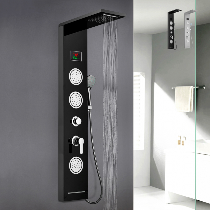 Stahlduschsäulenverkleidung mit LED-Display-Hydromassage-Wasserfallmischer Abano Aktion
