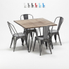 quadratische holztischgarnitur und metallstühle design industrial bay ridge Lagerbestand