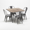 quadratische holztischgarnitur und metallstühle design industrial bay ridge Modell