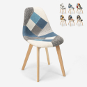 Patchwork Stuhl aus Holz und Stoff für Küche Bar Restaurant Robin Rabatte