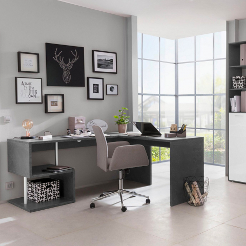 Eckiger Schreibtisch modernes Design 180x160 cm Vilnis Dark