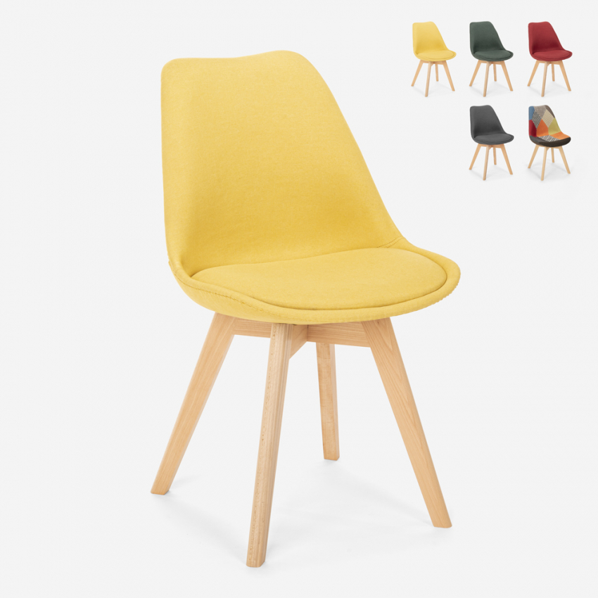 Nordic Design Stuhl aus Holz und Stoff und Kissen Küchen Bars Restaurants Dolphin Angebot Nordic Design Stuhl aus Holz und Stoff und Kissen Küchen Bars Restaurants Dolphin Angebot